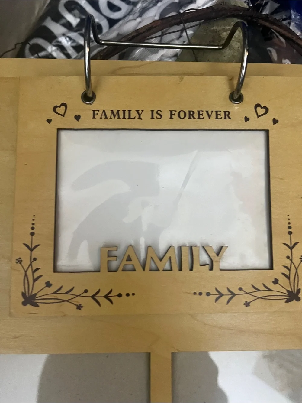 Family Photo Frame Collage - Natural Wood freestanding photo album frame